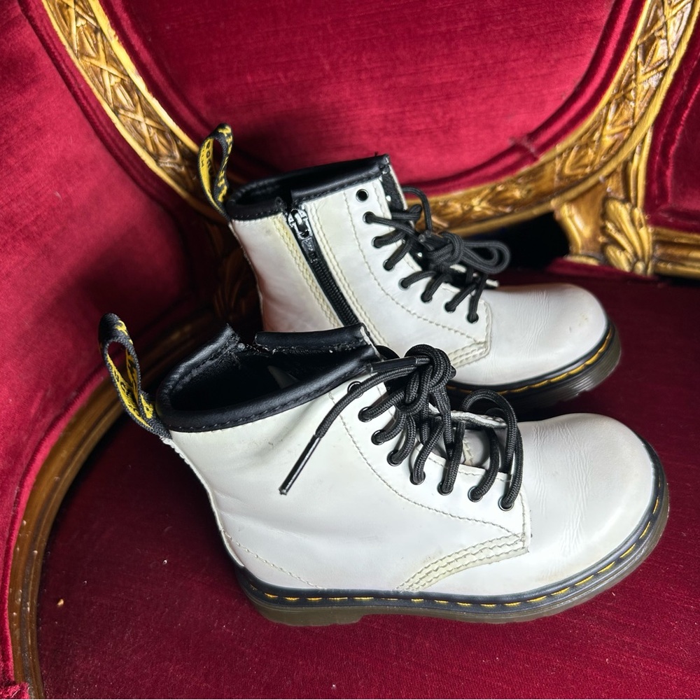 Dr Martens Kids White boots size 8